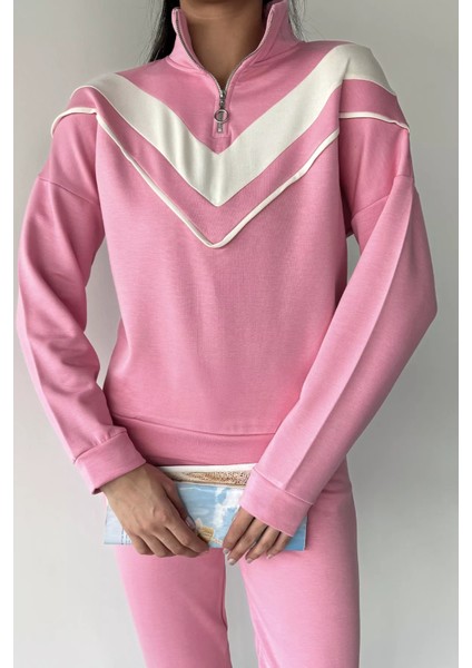 Kadın Dik Yaka Yarım Fermuarlı Sweat Pantolon Ikili Takım P-00018875 modelleri