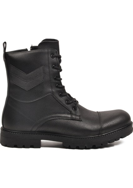 Siyah Içi Polarlı Bağcıklı Fermuarlı Erkek Postal Bot