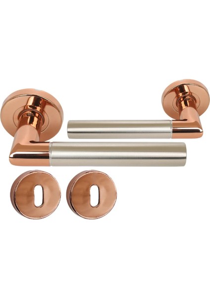 Vega Bronz Saten Oda Tipi Rozetli Paslanmaz Kapı Kolu Takım