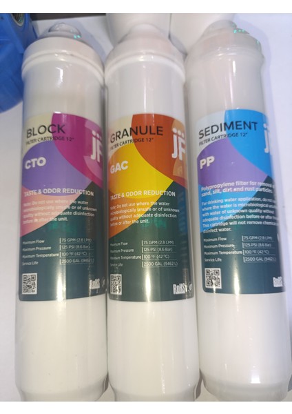 Su Arıtma 3'lü JF Inline Filtre Seti (Dirsek Hediyeli)