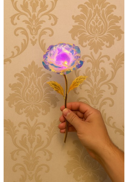 Kristal Gül – Işıklı Dekoratif Cam Gül Hediyesi | Özel Gün Hediyelik Rose Flower
