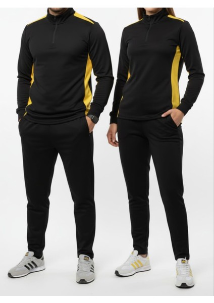 Yarım Fermuarlı Unisex Siyah Eşofman Takım