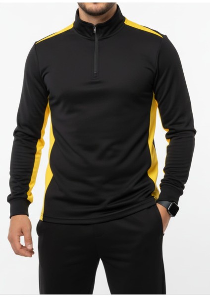 Yarım Fermuarlı Unisex Siyah Eşofman Takım fırsatları