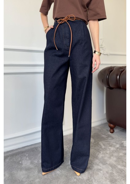 Denim Bağlamalı Premium Takım- Mavi