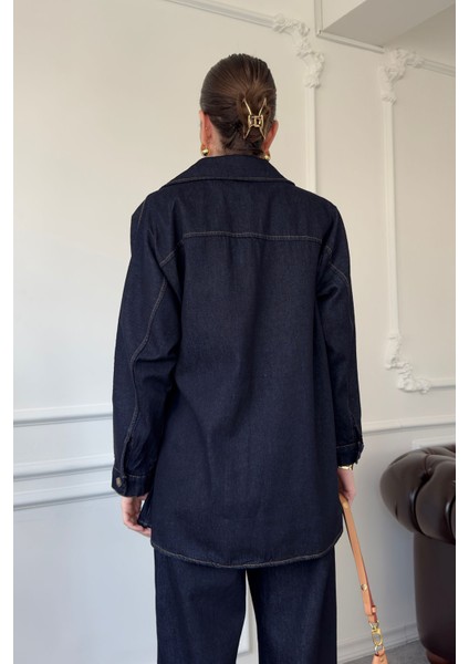 Denim Bağlamalı Premium Takım- Mavi