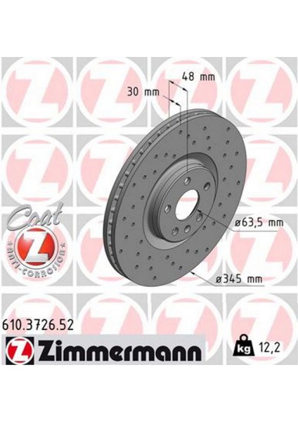 Mtxdpn Ön Fren Diski Adet S60 Iii S90 Ii V60 IIV90 Ii XC40 XC60 Ii XC90 Ii 17 Delikli --DF6939S 345 Cap