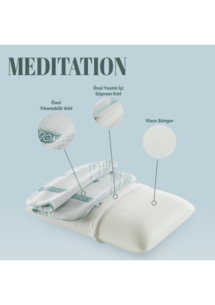 Dinlendirici Visko Yastık - Ortopedik Lüx Tombul Yastık - Anti Statik Kumaş Stres Azaltan Visco indirimleri