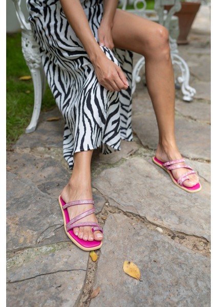 Jinx Kadin Fusya Gercek Deri Taşli Terlik indirimleri