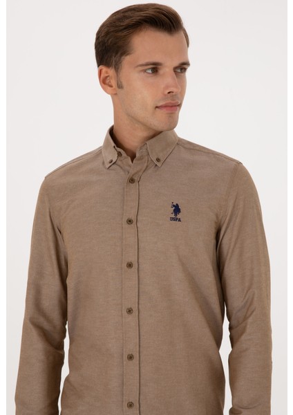 U.s. Polo Assn. Haki Erkek Düğmeli Slim Fit Logo Baskılı Gömlek Dmk.gox fırsatları