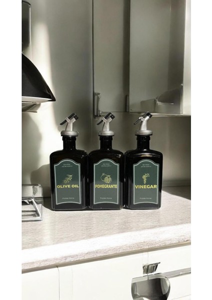 Çelik Stantlı Amber Zeytinyağı Sıvıyağ Sirke Şişesi Yağdanlık Vintage Retro 3lü Set modelleri
