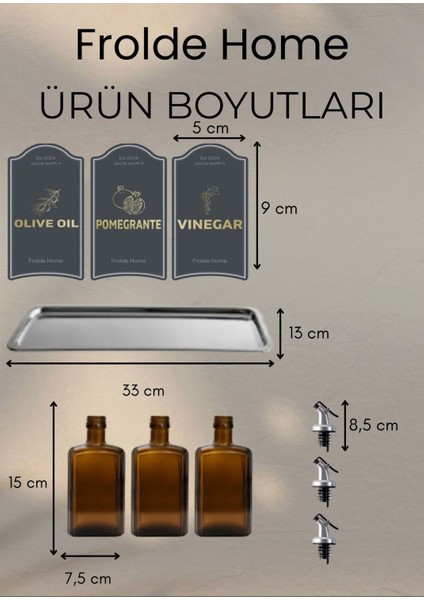 Çelik Stantlı Amber Zeytinyağı Sıvıyağ Sirke Şişesi Yağdanlık Vintage Retro 3lü Set indirimleri