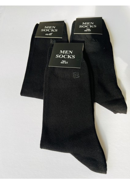 Erkek Normal Boy Klasik Düz Çorap Siyah 3'lü