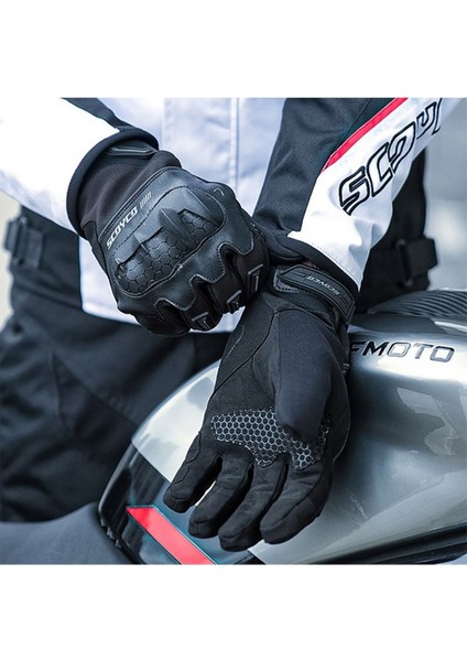 Motosiklet Kışlık Eldiven Waterproof Oxford ve Deri Kumaş Premium Motor Korumalı Eldiveni Black modelleri