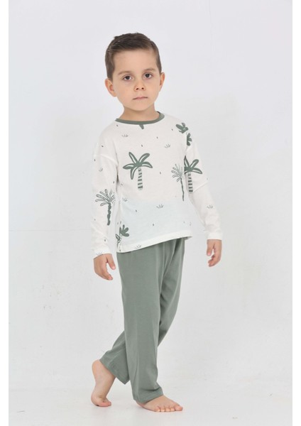 Erkek Çocuk Palmiye Baskılı Pijama Takım modelleri