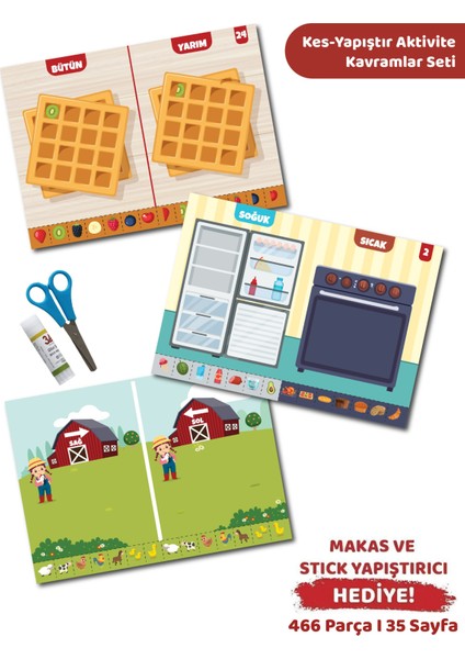 Kes-Yapıştır-Oyna Makaslı Eğitici Aktivite Seti-Kavramlar