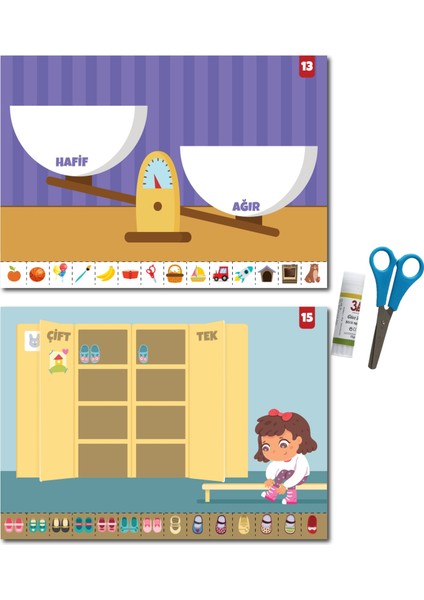 Kes-Yapıştır-Oyna Makaslı Eğitici Aktivite Seti-Kavramlar fırsatları
