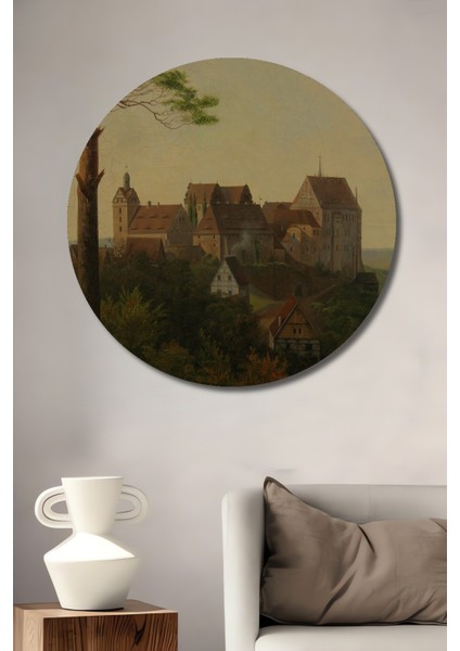Dekoratif Ahşap Yuvarlak Tablo Orman Içinde Kale
