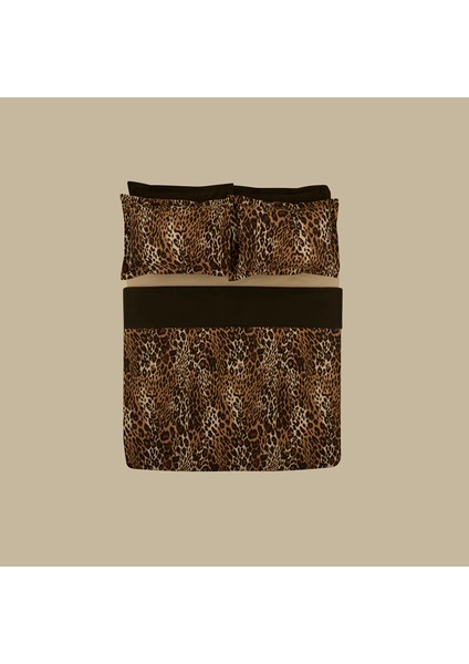 Leovina %100 Pamuk Çift Kişilik Saten Nevresim Takımı Kahverengi