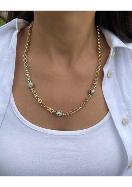 Top Nazar Boncuklu Zincir Kolye