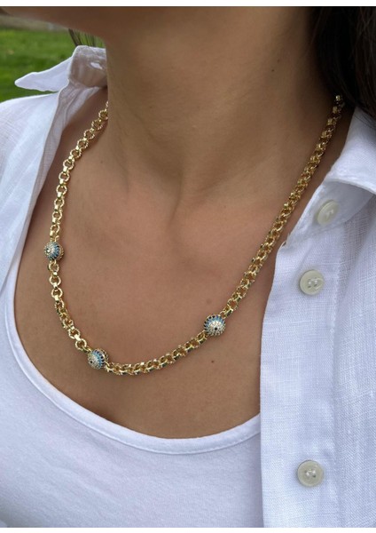 Top Nazar Boncuklu Zincir Kolye fiyatları