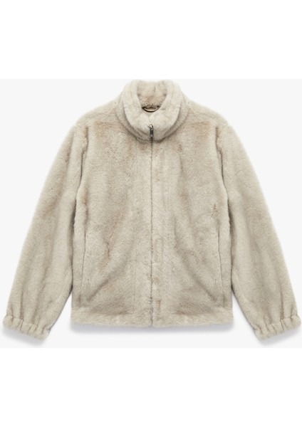 x Sima Tarkan - Suni Süet Astarlı Dik Yaka Uzun Kollu Crop Fermuarlı Peluş Mont modelleri