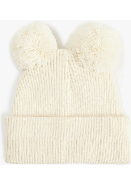 Ponpon Detayl Triko Bere