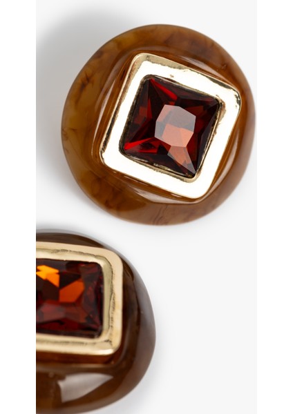 Taş Detaylı Geometrik Küpe modelleri