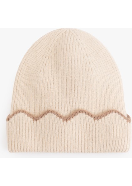 Dikiş Detaylı Katlı Örgü Bere