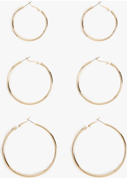 3'lü Çelik Halka Küpe Seti