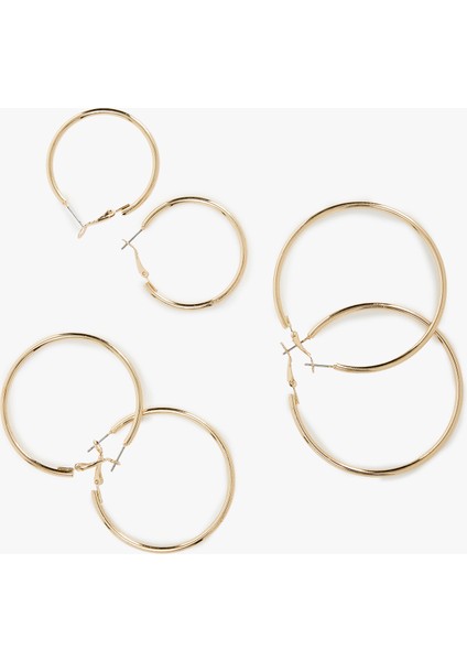 3'lü Çelik Halka Küpe Seti modelleri