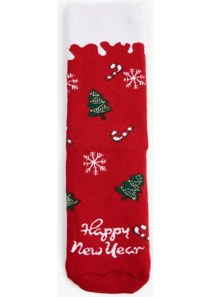 Yılbaşı Temalı Pamuklu Çok Renkli Havlu Soket Çorap fiyatları
