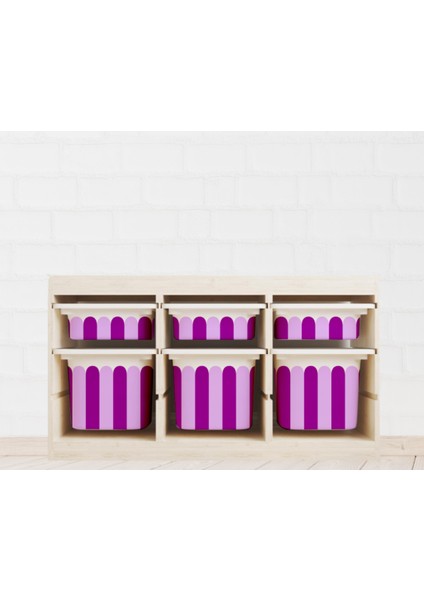 Trofast Mor Dalgalı Sticker - Çocuk Odası Oyuncak Düzenleme Etiketi - Dayanıklı Folyo