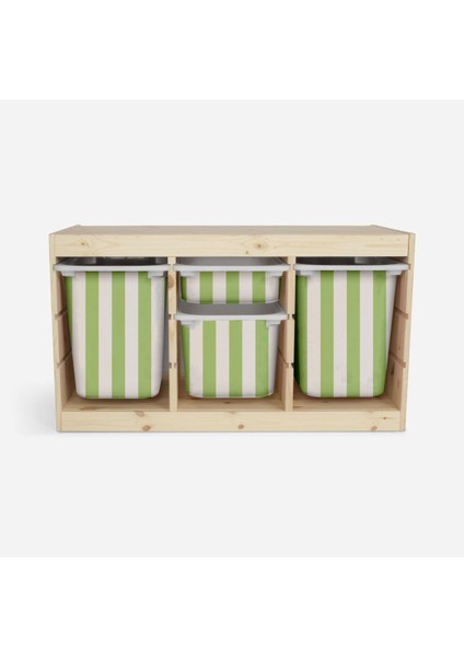 Trofast Yeşil Çizgili Sticker - Çocuk Odası Oyuncak Düzenleme Etiketi - Dayanıklı Folyo