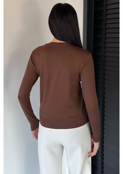 Kadın Bisiklet Yaka Çiçek Figürlü Triko Bluz P-00018056 fırsatları