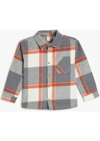 Düğme Detaylı Uzun Kollu Ekoseli Oduncu Gömleği