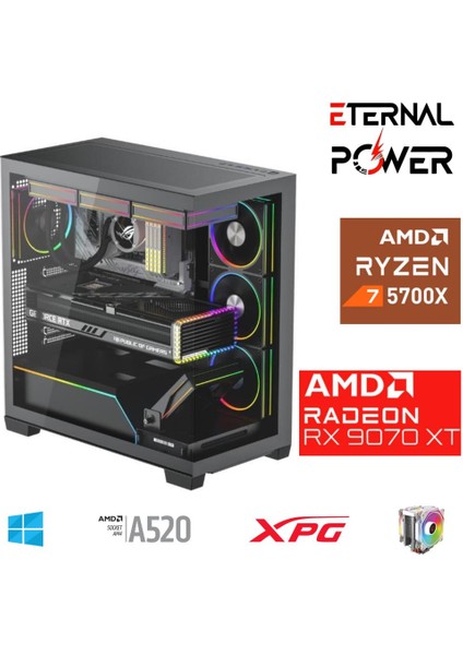 E.power Ryzen 7 5700X 32G Ddr4 1tb M.2 RX9070XT A520 T750W