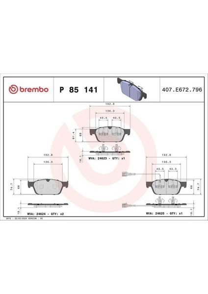 P85141 On Fren Balatasi 7E0698151 7E0698151B 7E0698151C