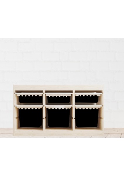 Trofast Siyah Dalgalı Sticker - Çocuk Odası Oyuncak Düzenleme Etiketi - Dayanıklı Folyo