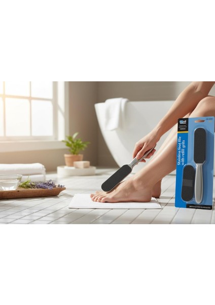 Dx Nail Stainless Foot File With Refill Grits - Paslanmaz Çelik Ayak Törpüsü (Yedekli Model)