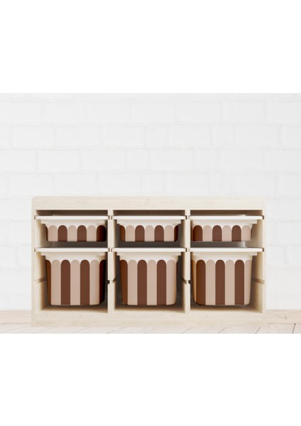 Trofast Kahverengi Dalgalı Sticker - Çocuk Odası Oyuncak Düzenleme Etiketi - Dayanıklı Folyo