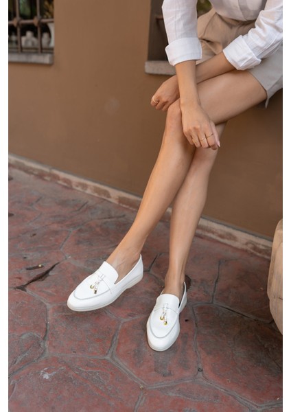 Furry Kadin Beyaz Gercek Deri Oxford Ayakkabi indirimleri