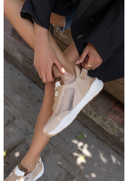 Mojca Kadin Bej File Detay Sneakers modelleri