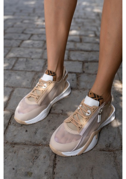 Mojca Kadin Bej File Detay Sneakers indirimleri