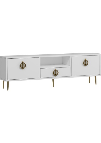 1319DROPCT-32 Tv Sehpası Beyaz-Altın fiyatları