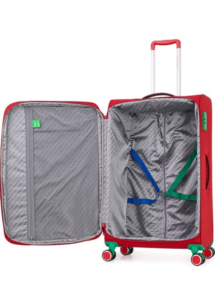 Benetton Ekstra Hafif Lüx Kumaş 8 Tekerlekli 3'lü Valiz Seti indirimleri