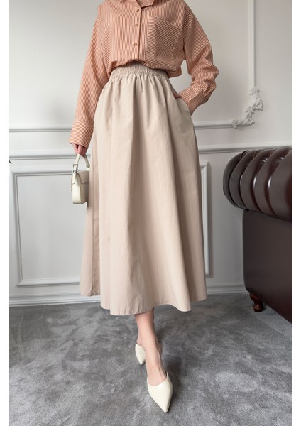 Beli Lastikli Kloş Blon Etek- Taş indirimleri