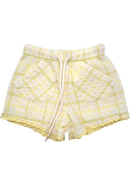 Recycle Özel Dokuma Sarı Yazlık Kız Çocuk Şort modelleri