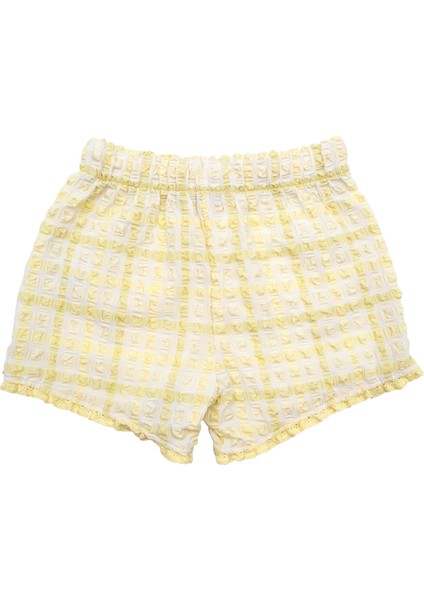 Recycle Özel Dokuma Sarı Yazlık Kız Çocuk Şort