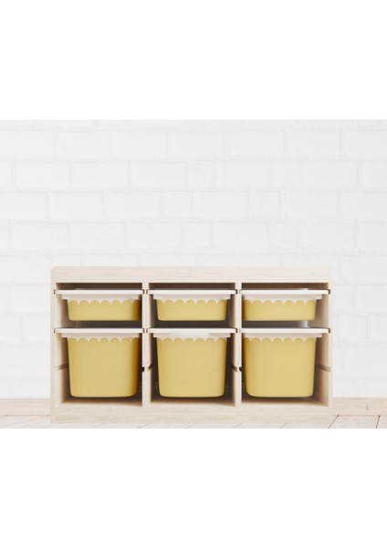 Trofast Sarı Dalga Sticker - Çocuk Odası Oyuncak Düzenleme Etiketi - Dayanıklı Folyo