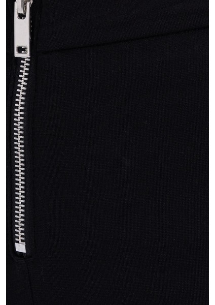 Kadın Slim Fit Dar Kesim Geniş Paça Fermuarlı siyah Pantolon